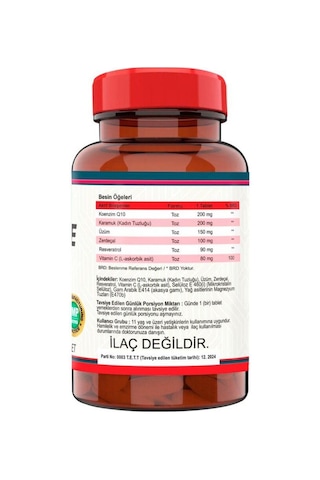 Nevfix Coenzyme Q10 200 MG Koenzim Resveratrol Q10 Karamuk 120