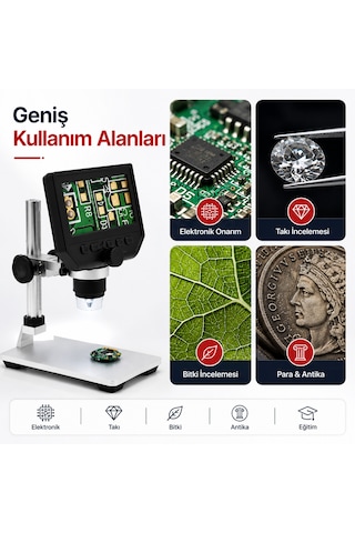 600x Dijital 4.3 İnç Lcd Ekranlı Hd Usb Mikroskop Elektronik, Takı Ve Eğitim İçin