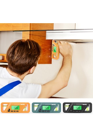 Xindoker Portatif Dijital Açı Ölçer, Eğim Ölçer Ve Su Terazisi, 90 Derece Manyetik Cetvel, Turuncu Renk, Hassas Ölçüm