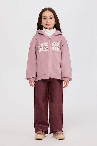 Panço Kız Çocuk Fermuarlı Pudra Sweatshirt Pembe