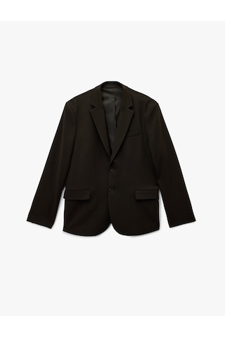 Koton Regular Fit Viskon Karışımlı Kapaklı Cepli Uzun Kollu Mono Yaka Blazer Ceket Kahverengi 6wam50003ıw Kahverengi