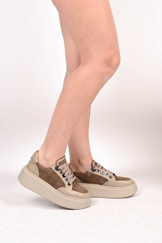 Bestello Bağcıklı Poli Taban Hakiki Deri Sneaker 334-7877-49 Kadın Ayakkabı Vizon