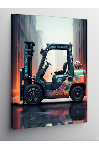 Kanvas Tablo Forklift Ve Renkli Arka Plan 70cmx100cm