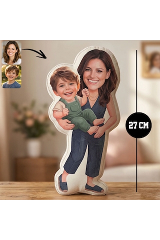 Bk Gift Kişiye Özel Anne&çocuk Tasarımlı Bebek Yastık -1, Anneler Günü Anneye Çok Renkli