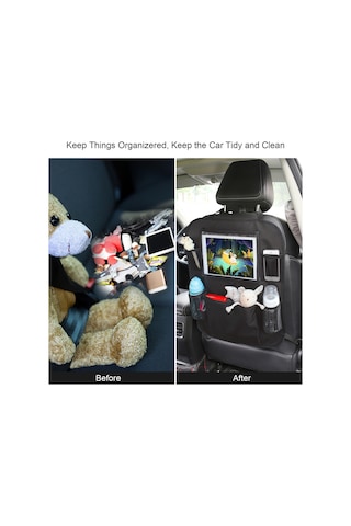 Qingmipy Siyah 600d Poliester Araba Koltuk Organizörü - 54.5x46cm, 260g, Taşıma Ve Depolama Fonksiyonu İle Dışarıda Seyahat İçin