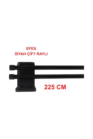 Efes Ahşap Başlıklı Alüminyum Kanallı ''çift Raylı'' Modern Rustik-siyah 225 Cm Siyah