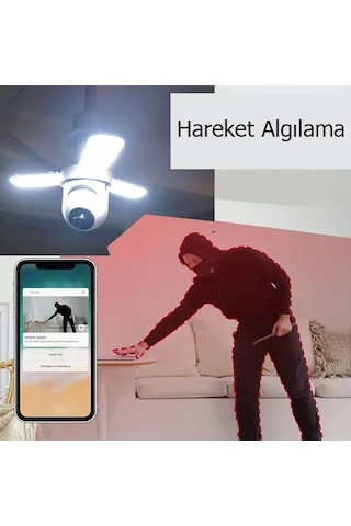 Ev İçi Akıllı Duy Girişli Cctv Güvenlik Kamera Ve Led Ampul Ses Özellikli