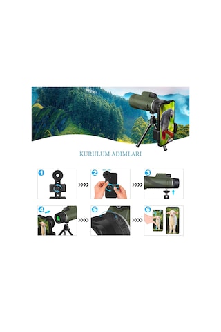 80x100 Hd Zoom Tek Göz Monoküler Teleskop Taşınabilir Dürbün Yeşil