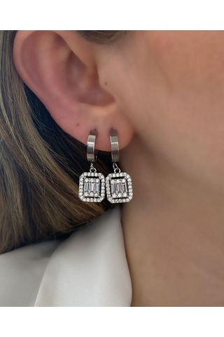 Baget Zirkon Taşlı Mini Boy Çelik Kararmaz Küpe Çifti Altın