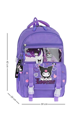 Kuromi Beslenmeli Kalemlikli Ilkokul Sırt Çantası Mor