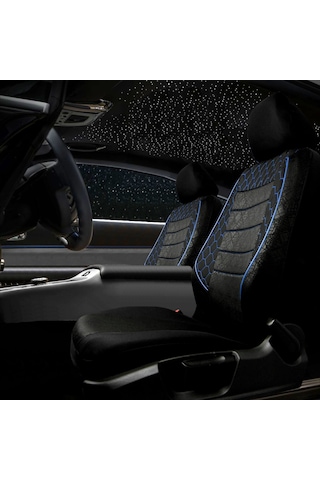 Gof Plus Serisi Universal Oto Koltuk Kılıfı Siyah-Mavi Dikişli