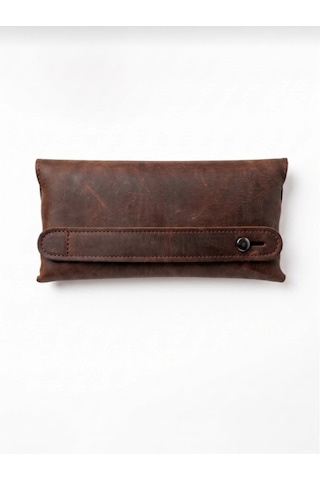 Vintage Leather Craft Hakiki Deri Erkek El Portföyü Acı Kahverengi