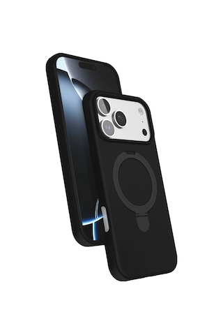 Özel Apple I Phone 17 Pro Regal Magsafe Standlı Kapak - Siyah Fırsat