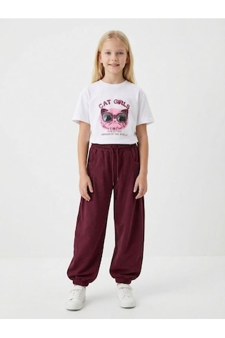 Zekids Kız Çocuk Şalvar Kesim Eşofman Altı-17185 Bordo