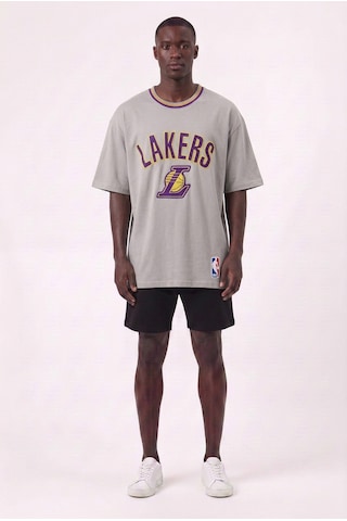 Blow Up Lakers Yazılı Gri Oversize Erkek T-shirt 11213 SİYAH