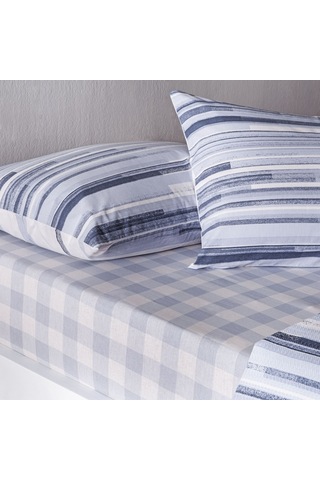 Taç Baskılı Grid Çift Kişilik Pike Takımı Mavi 000000001000049790 Mavi