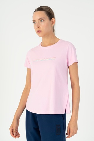 Maraton Regular Kadın Bisiklet Yaka Pembe T-shirt Pembe