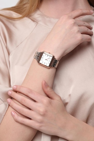 Daisy Rose Gümüş Kordon Kare Kasa Roma Rakam Kadın Kol Saat Rose Gold