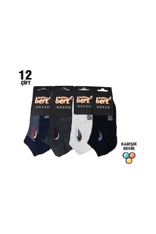 Berk Erkek Likralı Pamuklu Patik Çorap 12'Li Paket