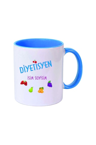 Diyetisyen Temalı Kupa Bardak Kişiye Özel İsim Tasarımlı Çok Renkli
