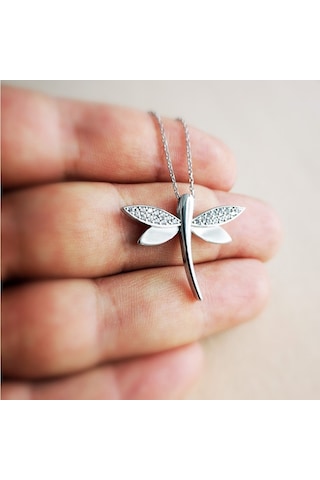 Kanatları Taşlı Gümüş Yusufçuk Kolye G904Kl Altınsepeti