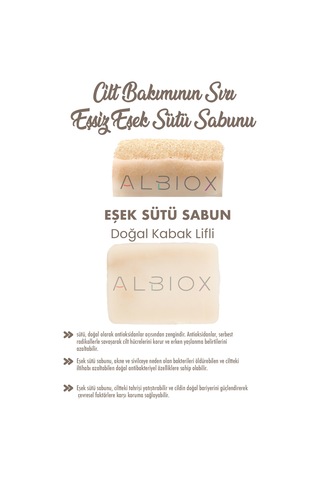 Albiox Doğal Kabak Lifli Eşek Sütü Sabunu 130 G