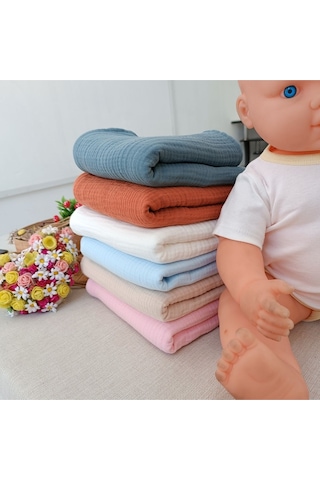 4 Kat Müslin Bebek Battaniyesi 80x90cm Çok Amaçlı Örtü Battaniye Havlu Yenidoğan Hediyelik Mint