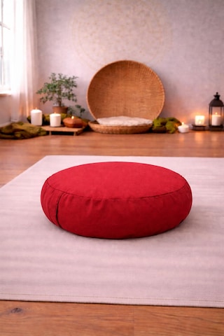 Yuvarlak Zafu Meditasyon Minderi & Bolster Minderi İkili Yoga Meditasyon Minder Seti Kırmızı