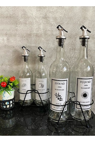 2li Standlı 750 Ml Yağlık 2li 375 Ml Sirkelik Limonluk Mutfak Yağ