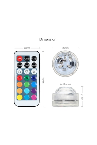 Monyee 10'lu Paket Rgb Led Dalış Lambaları - Ip68 Su Geçirmez - 13 Renkli Kumanda Kontrollü Dekoratif Aydınlatma Diğer