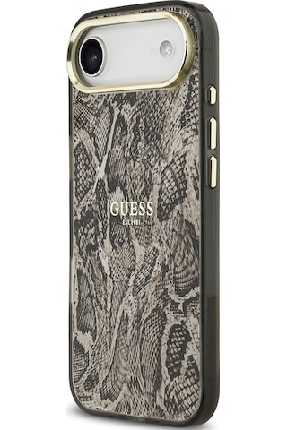 Apple Uyumlu iPhone 17 Air Kılıf Guess Lisanslı M-safeli Yazı Logolu Python Desenli Kapak Kahverengi Kahverengi