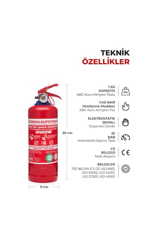 1 Kg Abc Kkt Yangın Tüpü Belgeli Denetim - Muayene Uyumlu