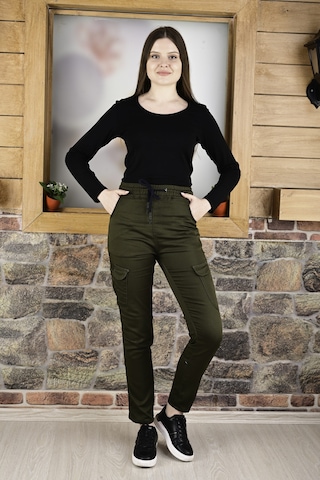 Black Steel Bel ve Paça Lastikli Kargo Cep Fermuarlı Pantolon-4444 Qkbyn4444