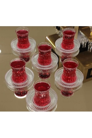 6 Lı Cam Çay Tabağı Kase Sadece Tabak
