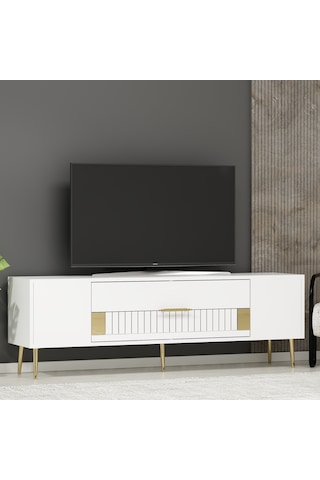 Pencap Tv Sehpası Tv Ünitesi 150 Cm Beyaz Altın