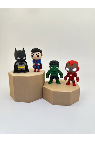 Süper Kahraman Oyuncak Figürleri 4adet Superman Batman Hulk Ironman 7cm Marvel