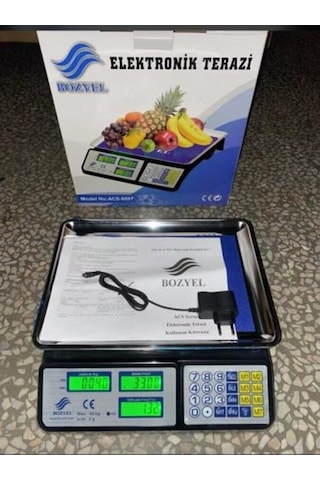 Acs-809t- 40 Kg Elektronik Terazi-çelik Kefe-çift Yönlü Ekran Tar
