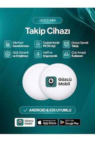 Gözcü Mobil Mini Ios Android Uyumlu Airtag Geçmişe Dönük Konum Gps Araç Motor Çocuk