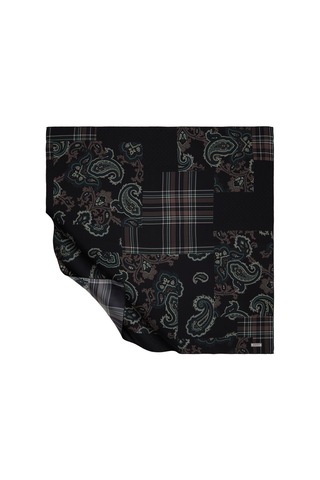 İpek Evi İpekevi Twill İpek Eşarp - Patchwork Desenli - Antrasit