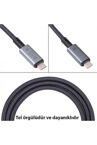 Polham 1MT USB3.2 100W Thunderbolt Type-C to Type-C Şarj, Data ve 8K 60Hz Görüntü Aktarım Kablosu