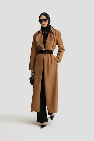 Armine Çift Yakalı Beli Kemerli Pardesü 25y8207 Taş Kahverengi