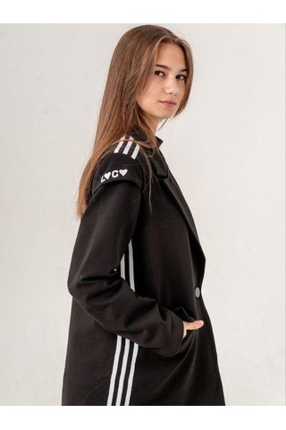 Kız Çocuk Pamuklu Astarlı Pantolon Ceket Tasarım Takım-14221 Siyah