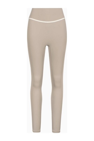 Because Of Alice Base Contrast Trim Leggings Yüksek Bel Şekillendirici Kadın Tayt Bej