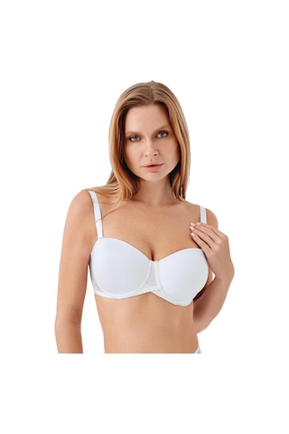 New Bra Newbra Lingerie 347057 Kadın Dolgusuz Straplez Basic Desteksiz C Cup Sutyen Beyaz