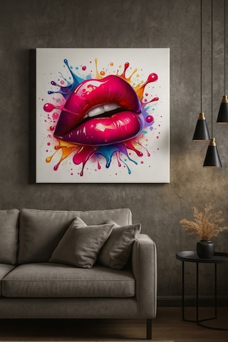 Renk Patlaması Dudak Tasarımı Cam Tablo Pop-art Ve Modern Sanatın En Enerjik Hali