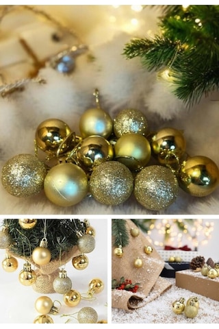 Noel Çam Ağacı Süsü 12 Li Parlak Simli Altın Renkli Top Süsler Yeniyıl Yılbaşı Çam Ağacı Süsleri 4cm Çok Renkli