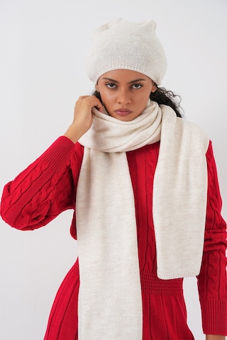 Kadın Triko Atkı Bere 15939 - Ekru Ekru