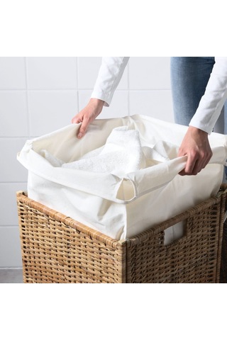 Ikea Branas Kapaklı Rattan Çamaşır Sepeti 41 X 41 X 60 Cm Koyu Gri