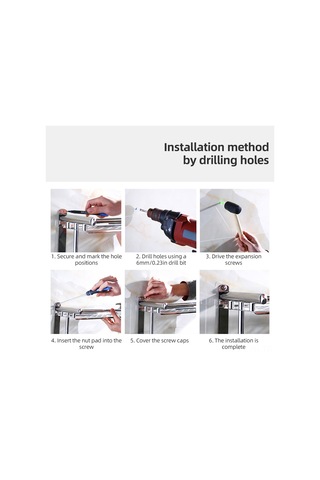 Ranyeek Banyo Duvar Rakusu 2 Katlı Paslanmaz Çelik - 50cm, 2 Havlu Asma Ve 5 Kanca, Delme Olmayan Kurulum, 60kg Yük Kapasitesi Diğer