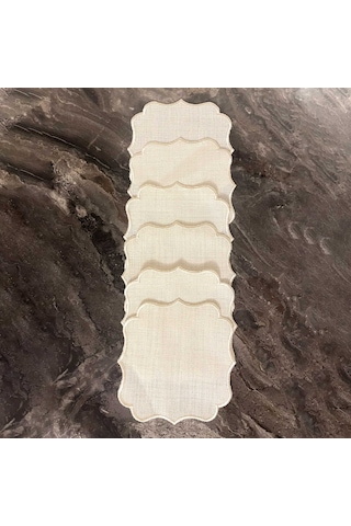 Etamin İşlemelik Kokteyl Peçete 6'lı Bej